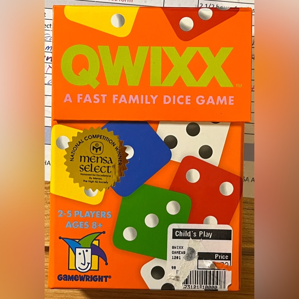 NEW Qwixx A Fast Family Dice Game - Mensa Select Winner